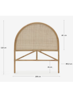 LIAM single headboard in natural rattan colonial rustic design