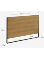 TANA testata letto matrimoniale in impiallacciato rovere e gambe in acciaio finitura nera