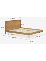 LANIA double bed with 160 or 180 cm base in oak veneer