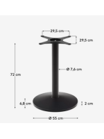 BRENDA Basis H 72 cm Ø55 aus schwarzem Stahl für Tisch für Eisdielen Bars Restaurants Chalets B&B
