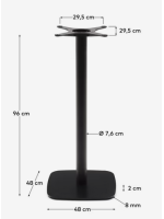 BIKKEMBERG Basis H 96 cm aus schwarz lackiertem Stahl und quadratischem Sockel für Tisch für Eisdielen Bars Restaurants