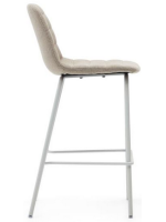 GROG asiento h 65 cm en tejido chenilla beige y patas de metal blanco taburete de diseño