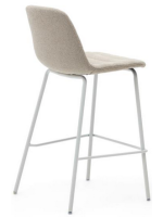 GROG asiento h 65 cm en tejido chenilla beige y patas de metal blanco taburete de diseño