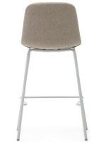 GROG asiento h 65 cm en tejido chenilla beige y patas de metal blanco taburete de diseño