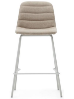 GROG asiento h 65 cm en tejido chenilla beige y patas de metal blanco taburete de diseño