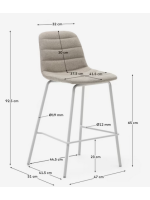 GROG asiento h 65 cm en tejido chenilla beige y patas de metal blanco taburete de diseño