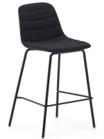 CRAILER seat h 65 cm in dark green or black chenille fabric and black metal legs design stool