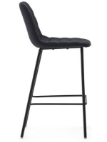 CRAILER assise h 65 cm en tissu chenille vert foncé ou noir et pieds en métal noir tabouret design