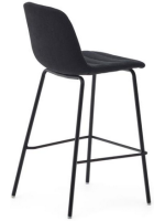 CRAILER asiento h 65 cm en tejido chenille verde oscuro o negro y patas de metal negro taburete de design