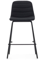 CRAILER asiento h 65 cm en tejido chenille verde oscuro o negro y patas de metal negro taburete de design