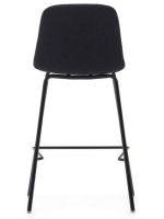 CRAILER seat h 65 cm in dark green or black chenille fabric and black metal legs design stool