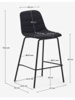 CRAILER seat h 65 cm in dark green or black chenille fabric and black metal legs design stool