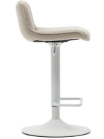 AVERSCI asiento h 64-86 cm en tejido chenilla beige taburete de diseño de pistón de acero blanco mate ajustable en altura