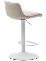 AVERSCI asiento h 64-86 cm en tejido chenilla beige taburete de diseño de pistón de acero blanco mate ajustable en altura