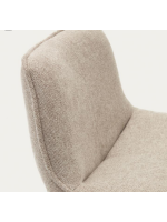 AVERSCI asiento h 64-86 cm en tejido chenilla beige taburete de diseño de pistón de acero blanco mate ajustable en altura