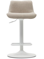 AVERSCI asiento h 64-86 cm en tejido chenilla beige taburete de diseño de pistón de acero blanco mate ajustable en altura