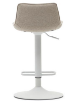 AVERSCI asiento h 64-86 cm en tejido chenilla beige taburete de diseño de pistón de acero blanco mate ajustable en altura