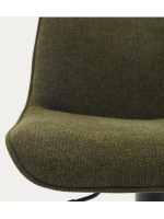 GRUVIER seat h 64-86 cm in dark green chenille fabric adjustable height matt black steel piston design stool