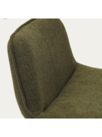 GRUVIER seat h 64-86 cm in dark green chenille fabric adjustable height matt black steel piston design stool