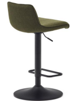 GRUVIER seat h 64-86 cm in dark green chenille fabric adjustable height matt black steel piston design stool