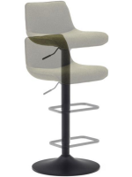 GRUVIER asiento h 64-86 cm en tejido chenilla verde oscuro taburete de diseño de pistón de acero negro mate ajustable en altura