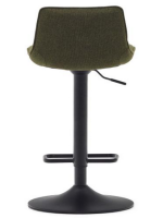 GRUVIER seat h 64-86 cm in dark green chenille fabric adjustable height matt black steel piston design stool