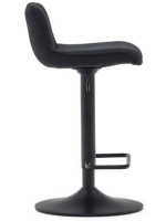 DARCY seat h 64-86 cm in black chenille fabric adjustable height matt black steel piston design stool