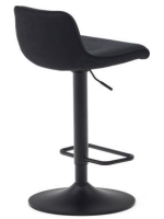 DARCY seat h 64-86 cm in black chenille fabric adjustable height matt black steel piston design stool