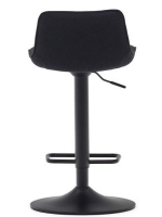 DARCY seat h 64-86 cm in black chenille fabric adjustable height matt black steel piston design stool