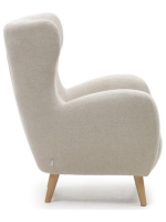 MEMORY fauteuil chenille avec boutons et pieds en bois de hêtre