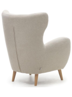 MEMORY chenille armchair with buttons and beech wood legs