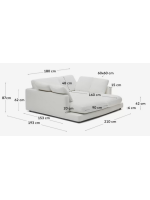 CASTLE Sofá 3 plazas 210x193 cm con doble chaise longue en chenilla blanca