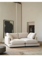 AREM Sofá 3 plazas 210x193 cm con doble chaise longue en chenilla beige