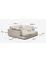 AREM divano 3 posti 210x193 cm con doppia chaise longue in ciniglia beige