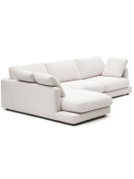 KAMMA 4-Sitzer-Sofa 300 cm mit Chaiselongue aus weißem Chenille