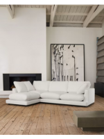 KAMMA 4-seater sofa 300 cm with chaise longue in white chenille