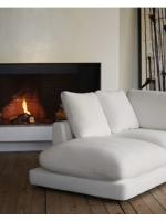 KAMMA 4-seater sofa 300 cm with chaise longue in white chenille