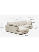 BIORN 4-seater sofa 300 cm with chaise longue in beige chenille