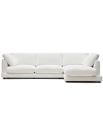 SINGAPORE 4-Sitzer-Sofa 300 cm mit Chaiselongue aus weißem Chenille