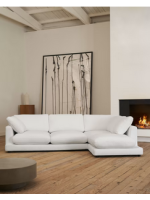 SINGAPORE 4-seater sofa 300 cm with chaise longue in white chenille