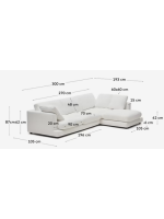 SINGAPORE 4-seater sofa 300 cm with chaise longue in white chenille