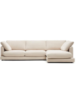 DIAMANTE 4-Sitzer-Sofa 300 cm mit Chaiselongue aus beige Chenille