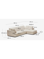 DIAMANTE Sofá 4 plazas 300 cm con chaise longue en chenilla beige