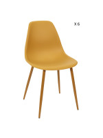 Conjunto de 6 sillas Misia con estructura de metal y asiento de polipropileno amarillo