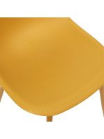 Conjunto de 6 sillas Misia con estructura de metal y asiento de polipropileno amarillo