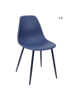 Conjunto de 6 sillas Misia con estructura de metal y asiento de polipropileno azul