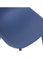 Conjunto de 6 sillas Misia con estructura de metal y asiento de polipropileno azul