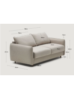 ROBY 185 cm 2-seater sofa bed 185 cm in beige chenille