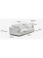 CUBES 3-seater sofa 210 cm in white chenille