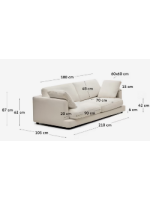 ISAO 3-seater sofa 210 cm in beige chenille